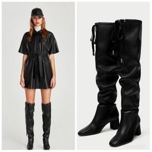 NEW leather over the knee boots Zara